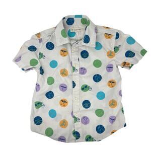 Tucker + Tate Boys S Short Sleeve Button-Down Shirt Cotton Emoji Dot